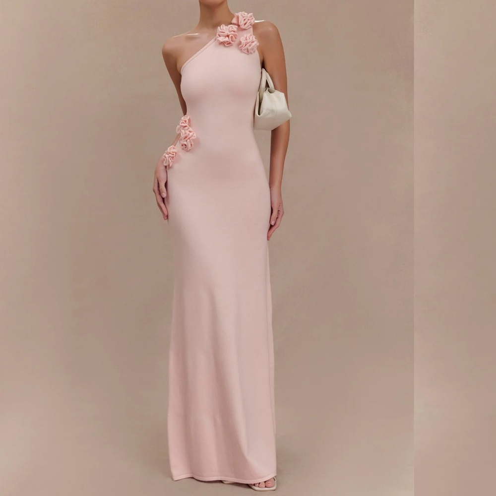 Meshki Blush One-Shoulder Gown